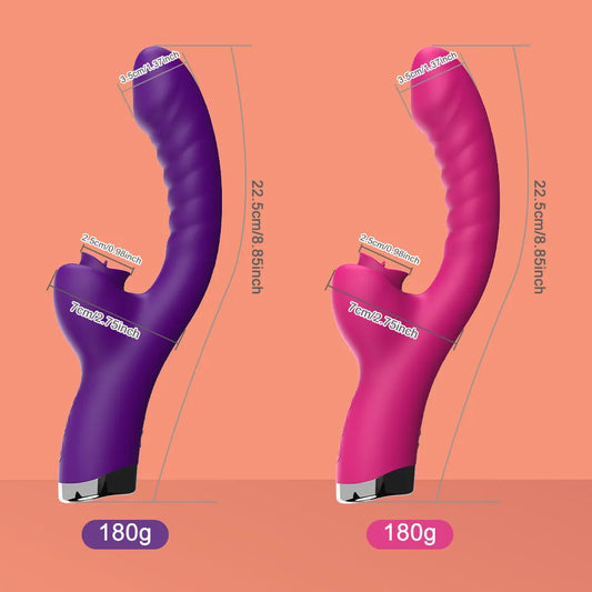 Vibrator For Women 2 In 1 Licking Machine Clitoris Stimulator G-Spot Powerful Vibro Dildo Wand Female Clit Sucker Adult Sex Toys
